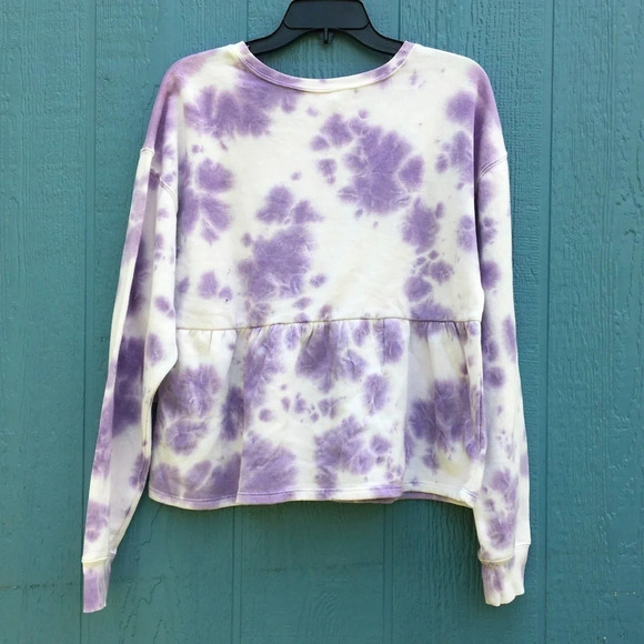 BP brand Purple Tie Dye Peplum Hem Sweatshirt Size Small NWT - Picture 5 of 5